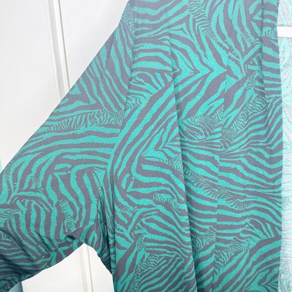 Ulla Popken Green Black Zebra Animal Print Cardigan Layering Lagenlook 24 26 - Picture 7 of 12